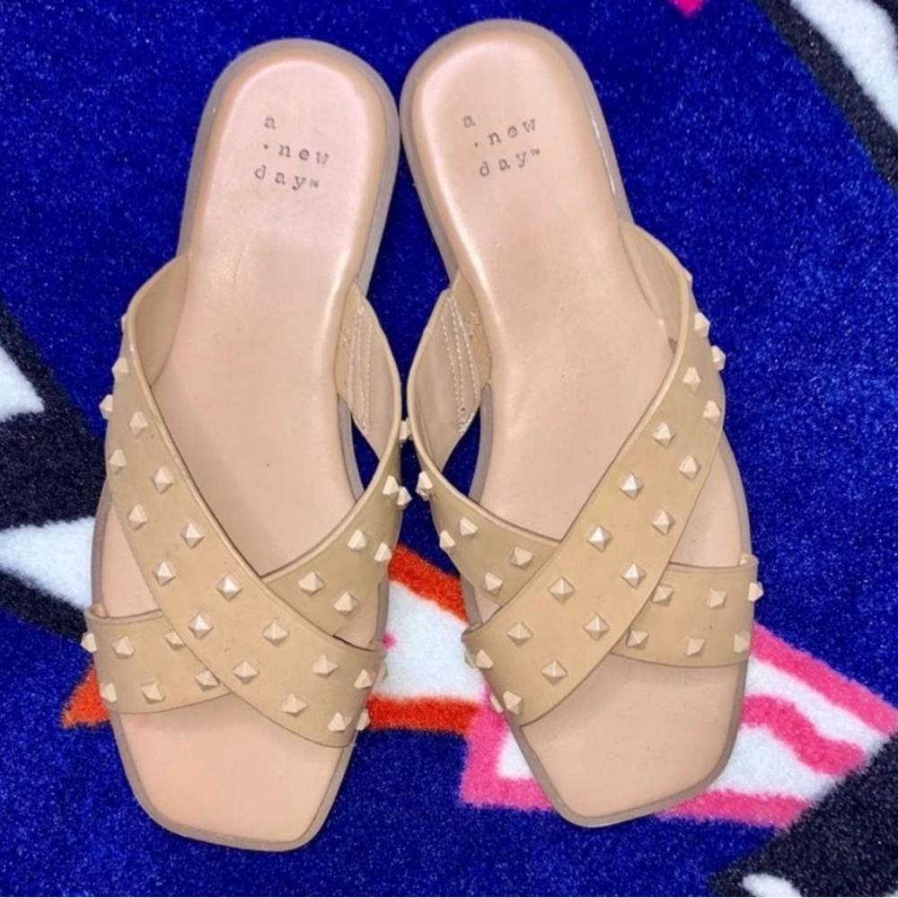 A New Day Beige Studded Sandals